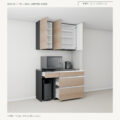 JS03-15 食器棚 グレー本体斜め全開